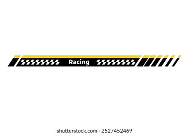 Car race stripe. Automobile identity. Vehicle marking element for transport modifying. Speed line, racing tuning strip or car sticker. Vector illustration isolated on white background