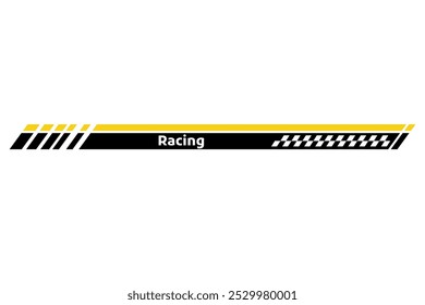 Car race stripe. Automobile identity. Vehicle marking element for transport modifying. Speed line, racing tuning strip or car sticker. Vector illustration isolated on white background