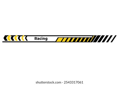 Car race stripe. Automobile identity. Vehicle marking element for transport modifying. Speed line, racing tuning strip or car sticker. Vector illustration isolated on white background