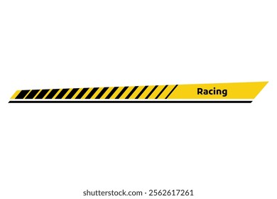 Car race stripe. Automobile identity. Vehicle marking element for transport modifying. Speed line, racing tuning strip or car sticker. Vector illustration isolated on white background