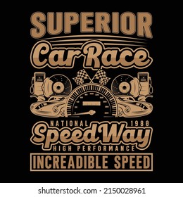 Car Race T-shirt design, vector, illustration, artwork t-shirt template