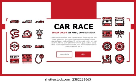 car race vehicle speed auto landing web page vector. transportation sport, transport automobile, automotive wheel, modern rally, motor car race vehicle speed auto Illustration