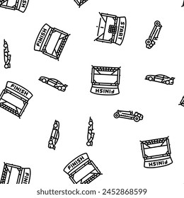 car race vehicle speed auto vector seamless pattern thin line illustration