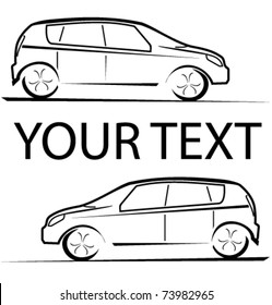 Car racing auto logo line art illustration with place for Your sample text.
