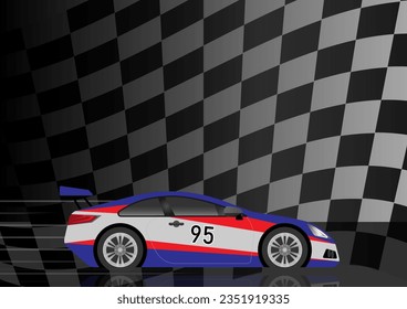 Car Racing Background. Racing Checkered Flag. Car Racing Concept. Vector Illustration.