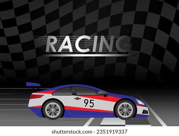 Car Racing Background. Racing Checkered Flag. Car Racing Concept. Vector Illustration.
