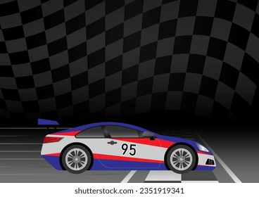 Car Racing Background. Racing Checkered Flag. Car Racing Concept. Vector Illustration.