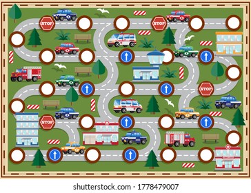 Car Racing. Board game. Vector illustration.