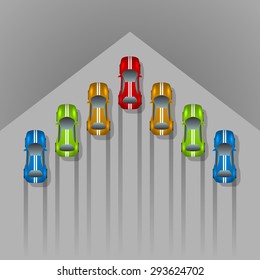 Car racing concept arrow shaped background with copy space.