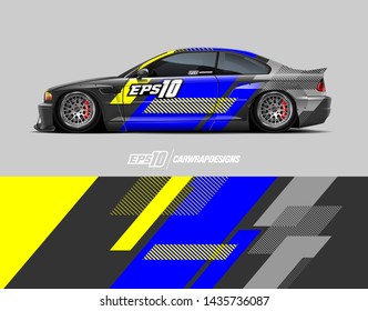 Car racing decal design concept.  Abstract grunge background for wrap vehicles, race cars, cargo vans, pickup trucks and livery.