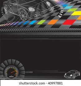 Car racing design in black. Vector layered.