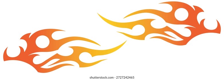 Vector de la etiqueta engomada de la llama del fuego de las carreras del coche, estilo tribal del tatuaje del fuego, etiqueta anaranjada amarilla del vinilo