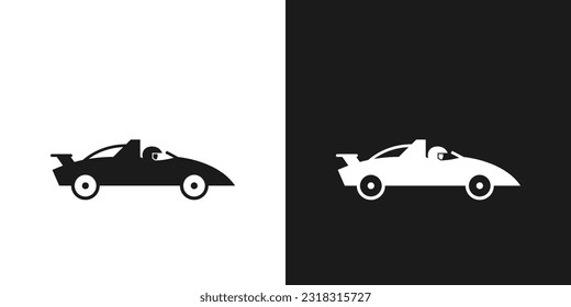 Diseño vectorial de icono de carreras de coches. Símbolo de símbolo de símbolo de símbolo de símbolo de símbolo del vector de carreras de vehículos de tipo stick