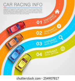 Car racing info art cover, Car color road, Vector Illustration