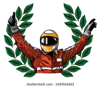 Car racing man cartoon vector illustratio design
