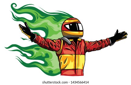 Car racing man cartoon vector illustratio design