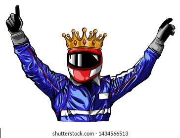 Car racing man cartoon vector illustratio design