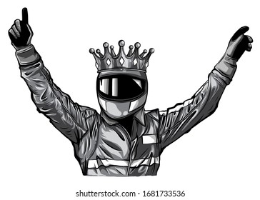 Car racing man cartoon vector illustratio design