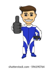 Car racing man cartoon vector