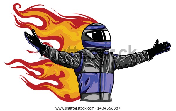 Car racing\
man cartoon vector illustration\
design