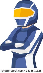 Car racing Man. Polygonal vector illustration.