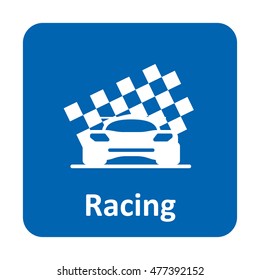 Car racing with race flag vector icon for web