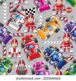 Car racing. Seamless pattern. Vector illustration.