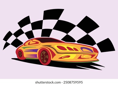 Diseño de camiseta de Arte vectorial de carreras de coches