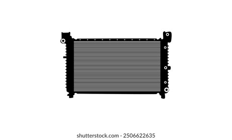 Car radiator, black isolated silhouette