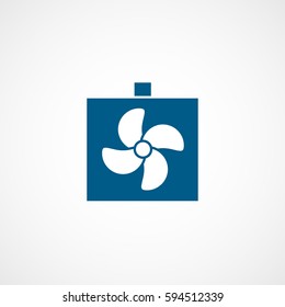 Car Radiator With Fan Blue Flat Icon On White Background