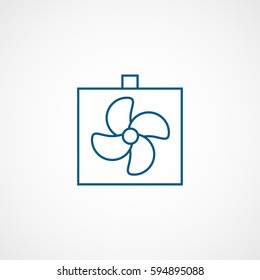 Car Radiator With Fan Blue Line Icon On White Background