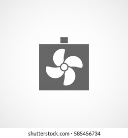 Car Radiator With Fan Flat Icon On White Background 