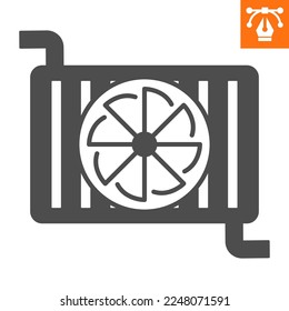 Car radiator fan solid icon, glyph style icon for web site or mobile app, car service and automobile, cooling system vector icon, simple vector illustration, vector graphics with editable strokes.