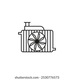 Car radiator icon flat line symbol set.