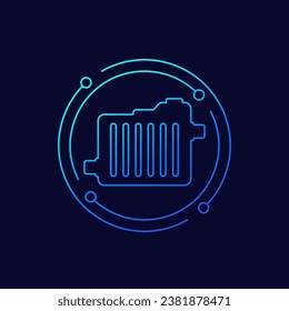 icono del radiador del coche, diseño de vector lineal