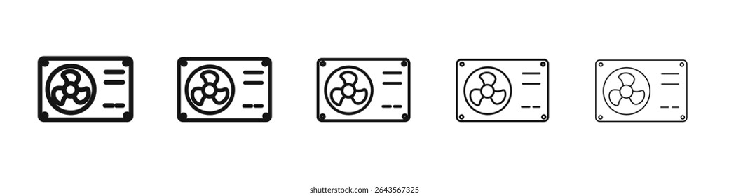 Car radiator Icon vector outline set illustration sign