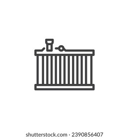 Car radiator line icon. linear style sign for mobile concept and web design. Automobile cooling system outline vector icon. Symbol, logo illustration. Vector graphics