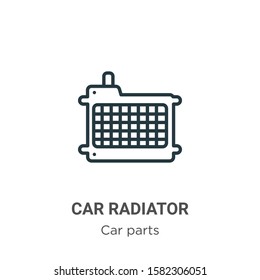 Car radiator outline vector icon. Thin line black car radiator icon, flat vector simple element illustration from editable car parts concept isolated on white background