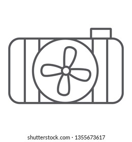 Car radiator thin line icon, auto and part, cooling system sign, vector graphics, a linear pattern on a white background, eps 10.