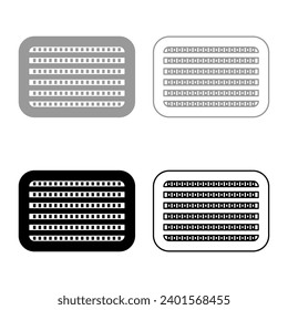 Car radiator vehicle service car parts detail concept set icon grey black color vector illustration image solid fill outline contour line thin flat style