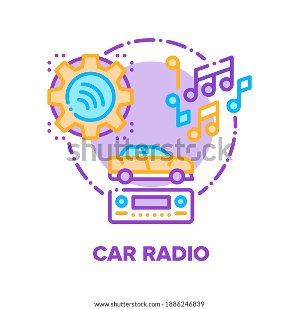 Car\
Radio Device Vector Icon Concept. Car Audio Stereo System For\
Playing Music, Automobile Electronic Technology, Vehicle Digital\
Multimedia Gadget, Media Player Color\
Illustration