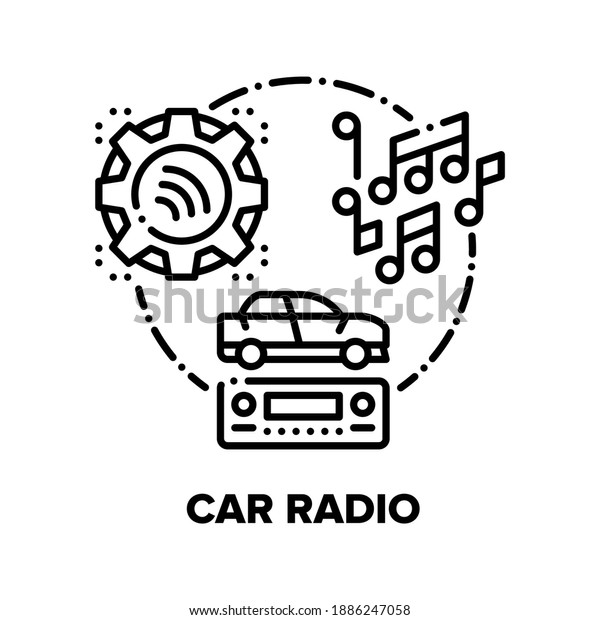 Car\
Radio Device Vector Icon Concept. Car Audio Stereo System For\
Playing Music, Automobile Electronic Technology, Vehicle Digital\
Multimedia Gadget, Media Player Black\
Illustration