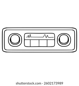 car radio illustration hand drawn outline vector