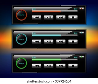 Car radio player set, vector illustration