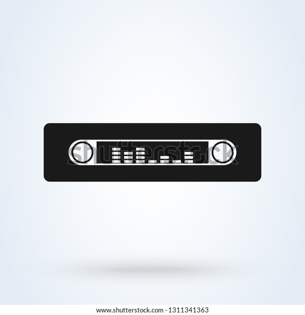 Car radio. Single flat icon on white\
background. Vector\
illustration