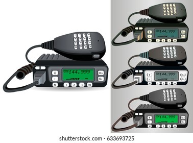 Car radio transceiver. Walkie talkie illustration.