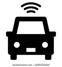 Car and radio wave simple vector icon