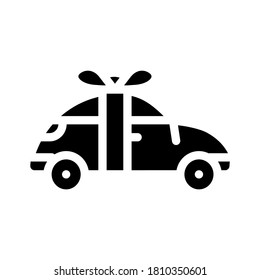 car raffle glyph icon vector. car raffle sign. isolated contour symbol black illustration