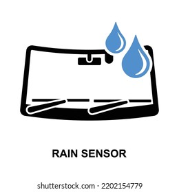 Car rain sensor icon isolated on white background vector illustration.