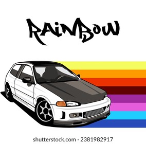 car rainbow vector logo design